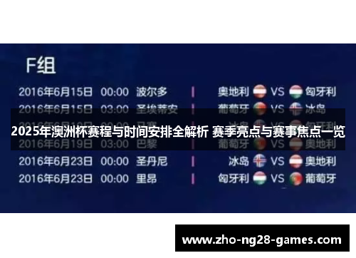 2025年澳洲杯赛程与时间安排全解析 赛季亮点与赛事焦点一览