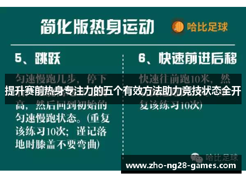 提升赛前热身专注力的五个有效方法助力竞技状态全开 提升赛前热身专注力的五个有效方法助力竞技状态全开